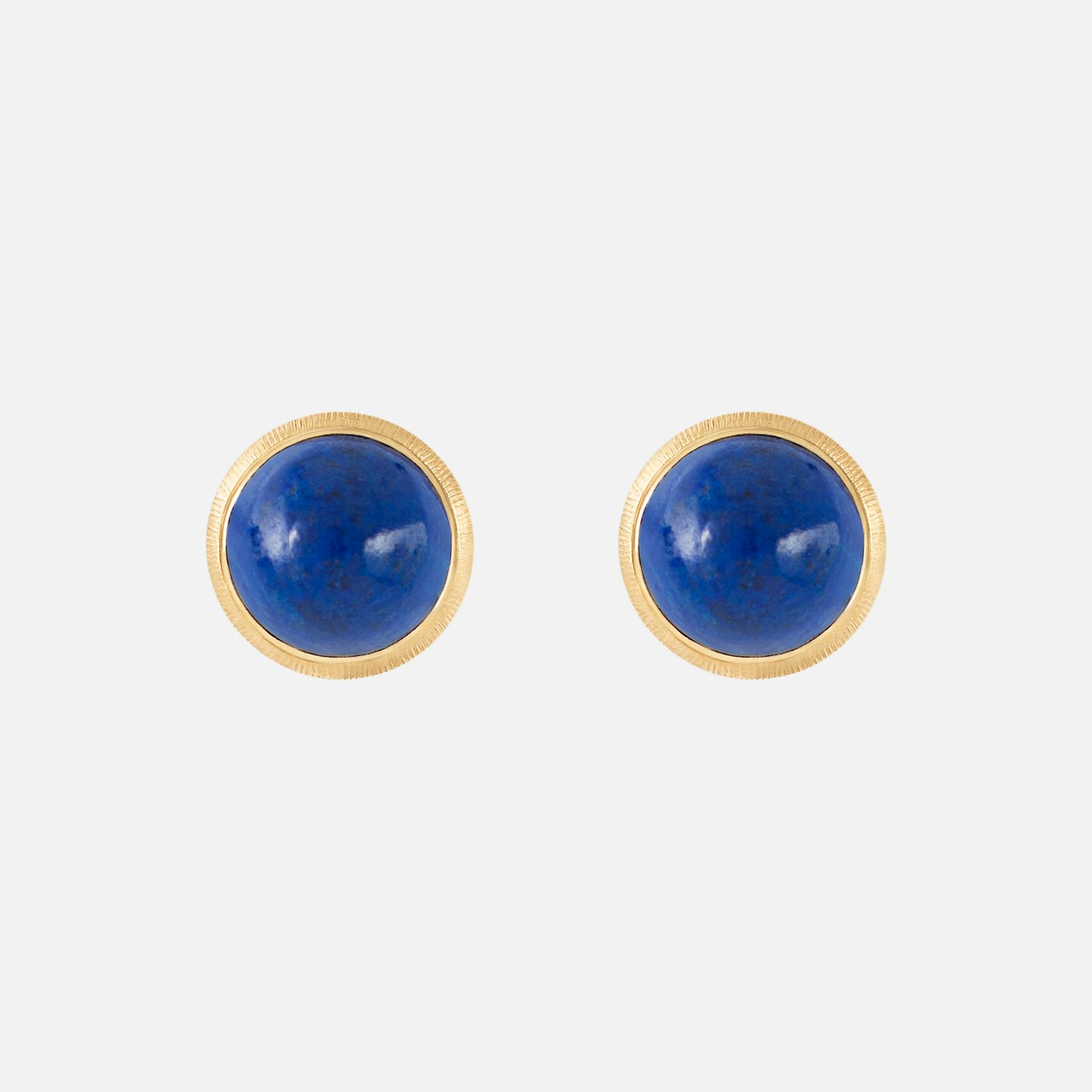 Lotus Stud Earrings in 18 Karat Gold with Lapis Lazuli  |  Ole Lynggaard Copenhagen 