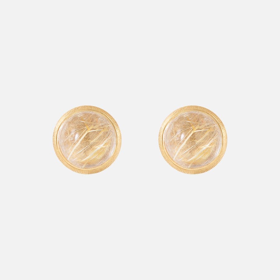 Lotus Stud Earrings in 18 Karat Gold with Rutile Quartz  |  Ole Lynggaard Copenhagen 