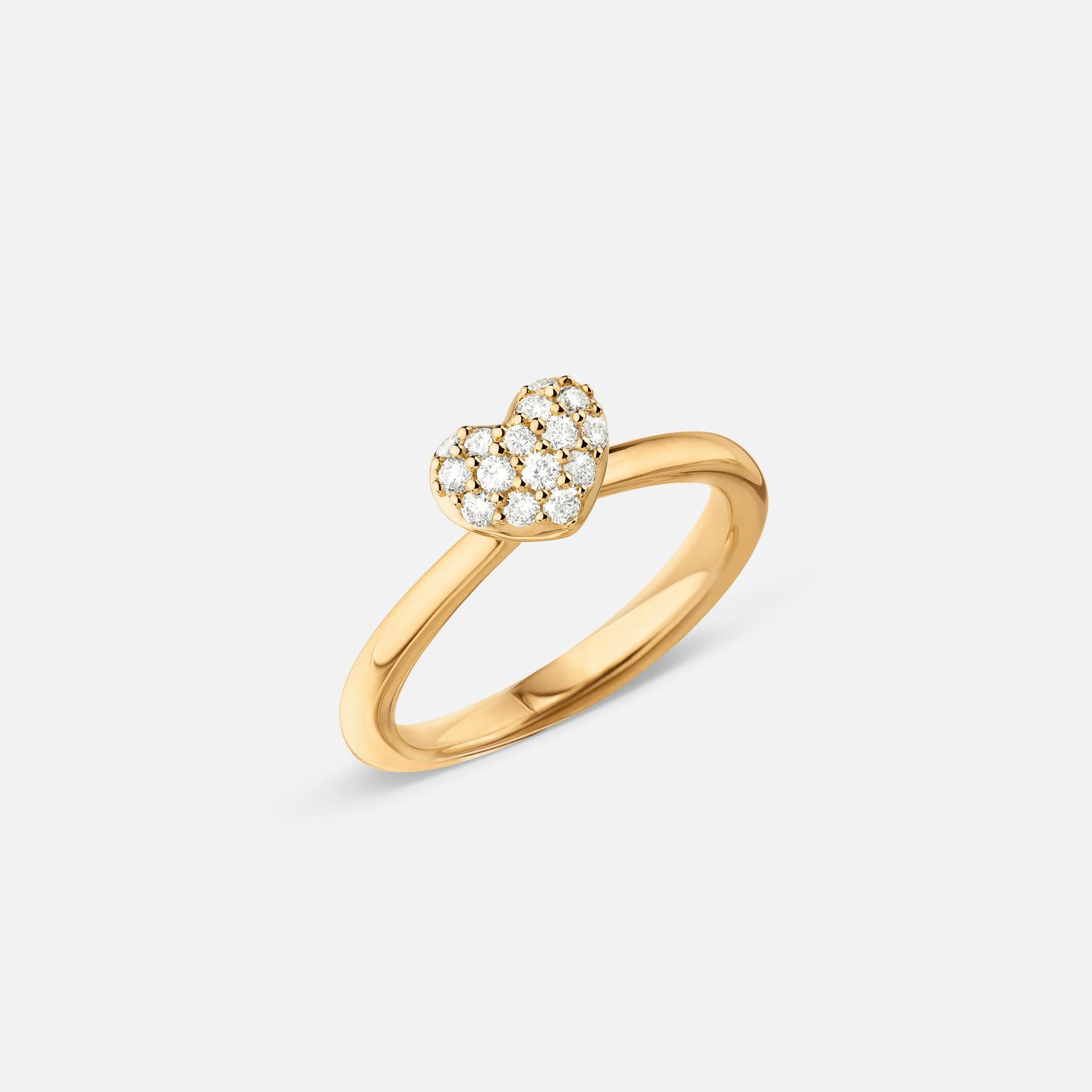 Hearts poleret, paveret ring stor i gult guld med diamanter | Ole Lynggaard Copenhagen
