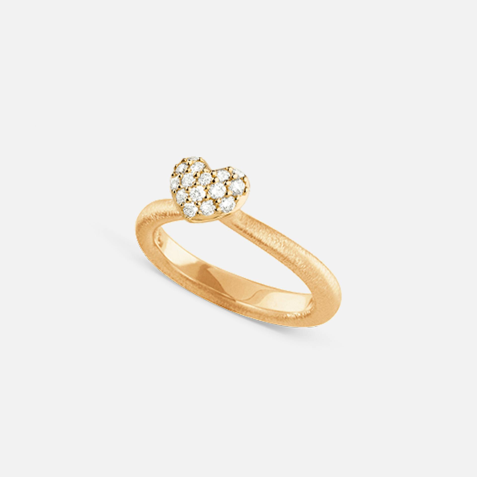 Hearts tekstureret, paveret ring stor i gult guld med diamanter | Ole Lynggaard Copenhagen