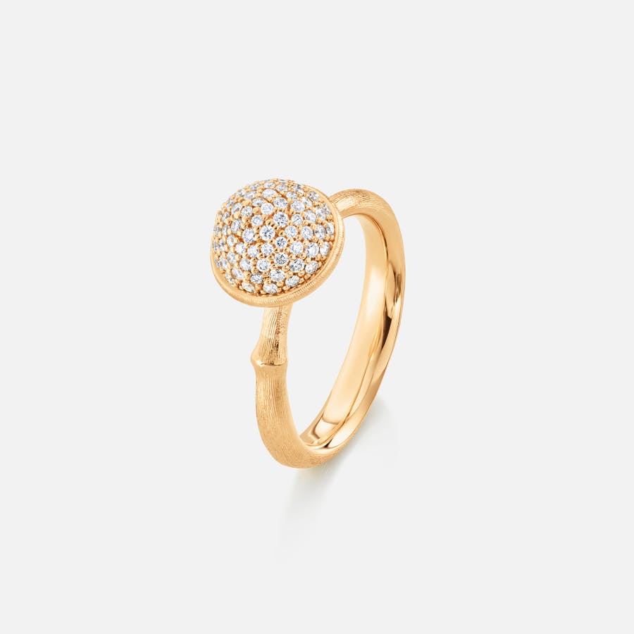 Lotus Ring Medium in 18 Karat Yellow Gold with Diamonds  |  Ole Lynggaard Copenhagen
