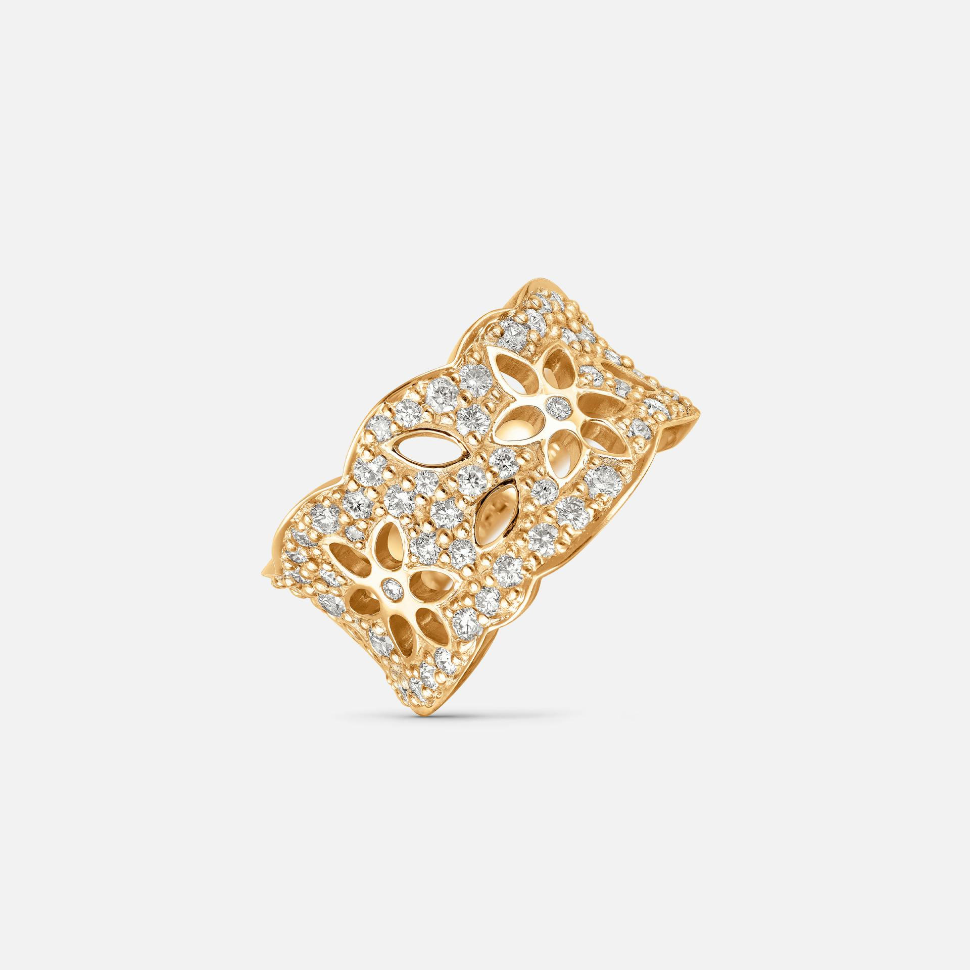Lace ring i 18 karat gult guld med paverede diamanter | Ole Lynggaard Copenhagen