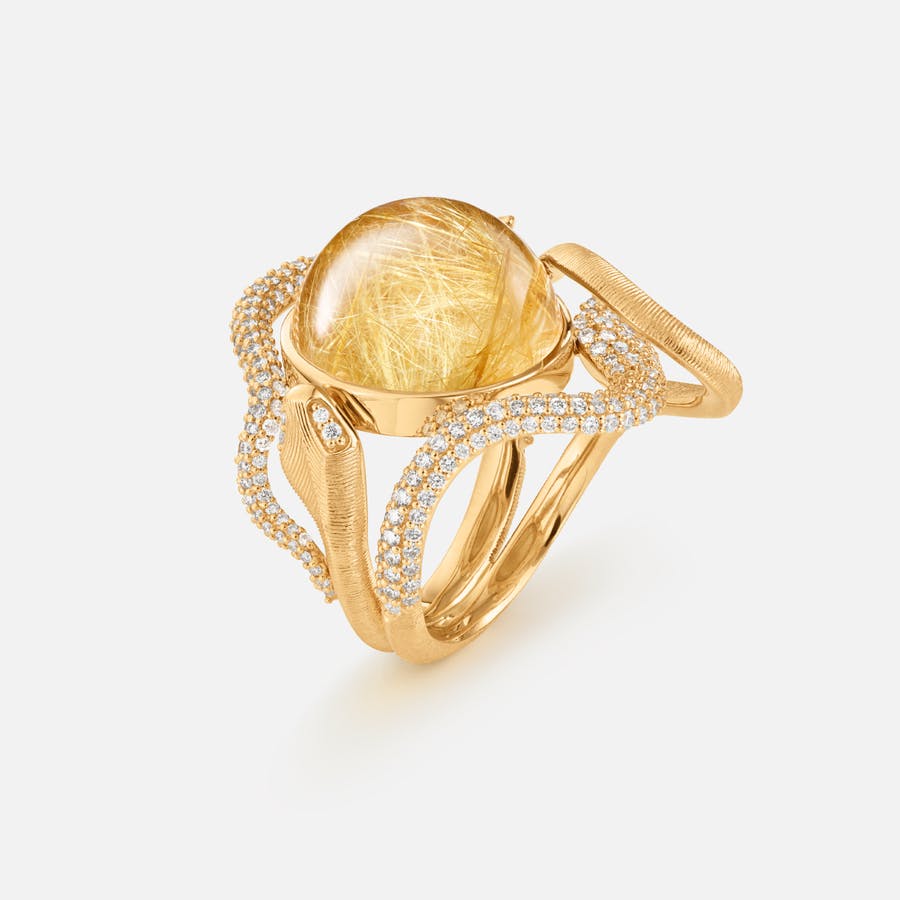 Snakes Ring aus 750/- Gold mit Rutilquarz und Diamanten  |  Ole Lynggaard Copenhagen 