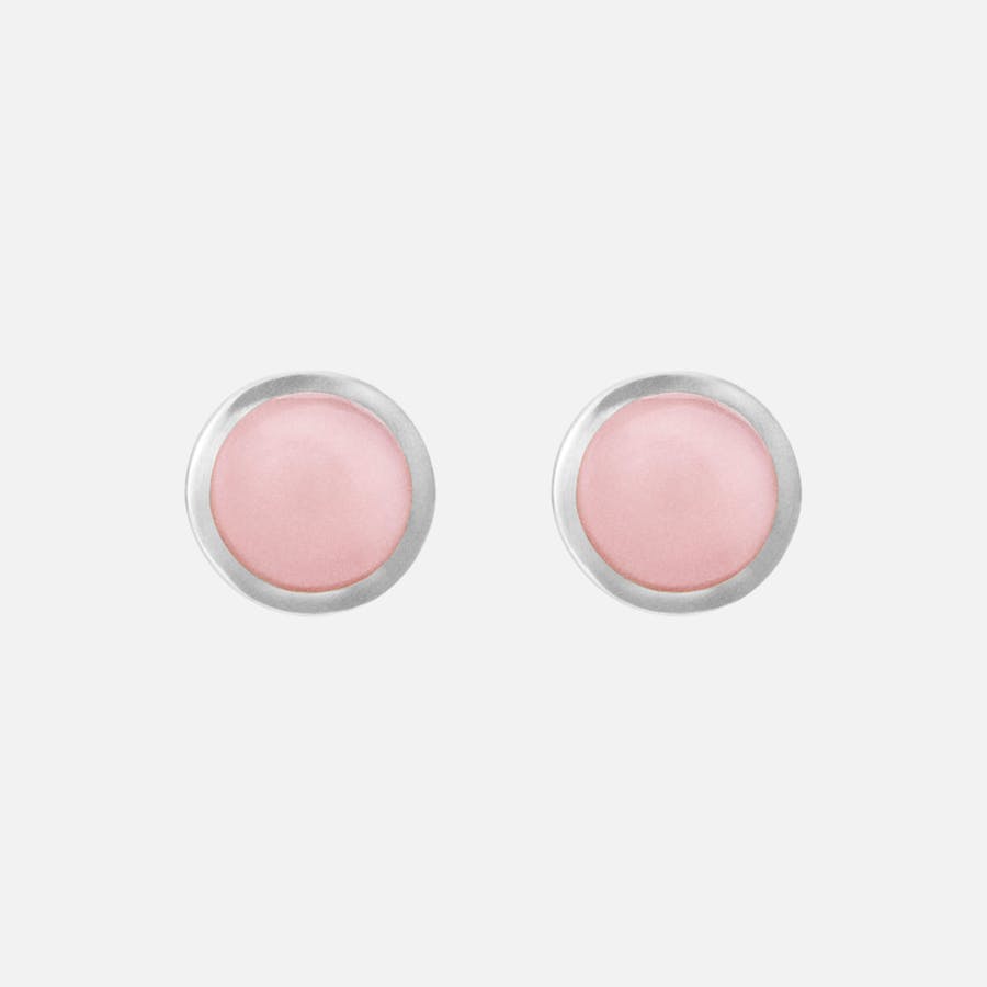 Lotus earring studs Sterling silver and rose opal