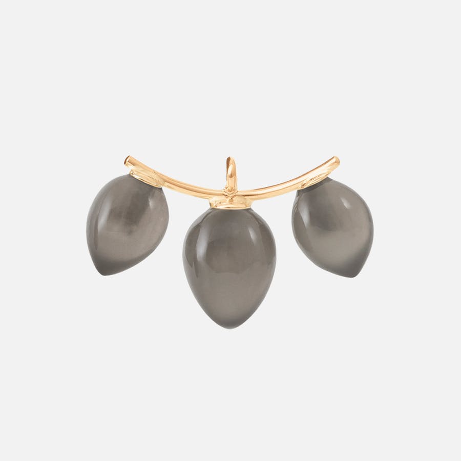 Lotus Earring Pendants in Yellow Gold with Grey Moonstone Drops  |  Ole Lynggaard Copenhage