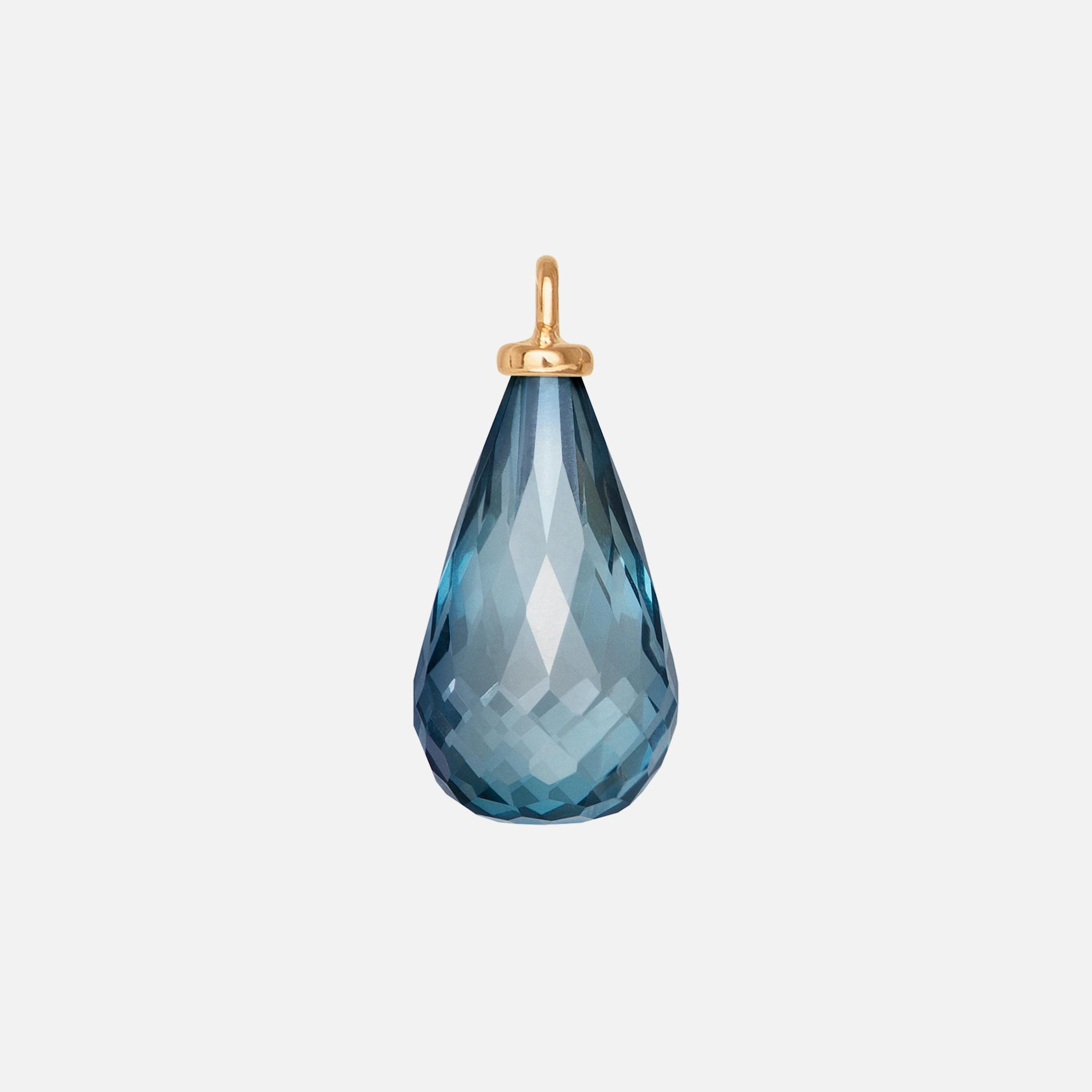 Drop Earring Pendant in 18K Yellow Gold with London Blue Topaz |  Ole Lynggaard Copenhagen 
