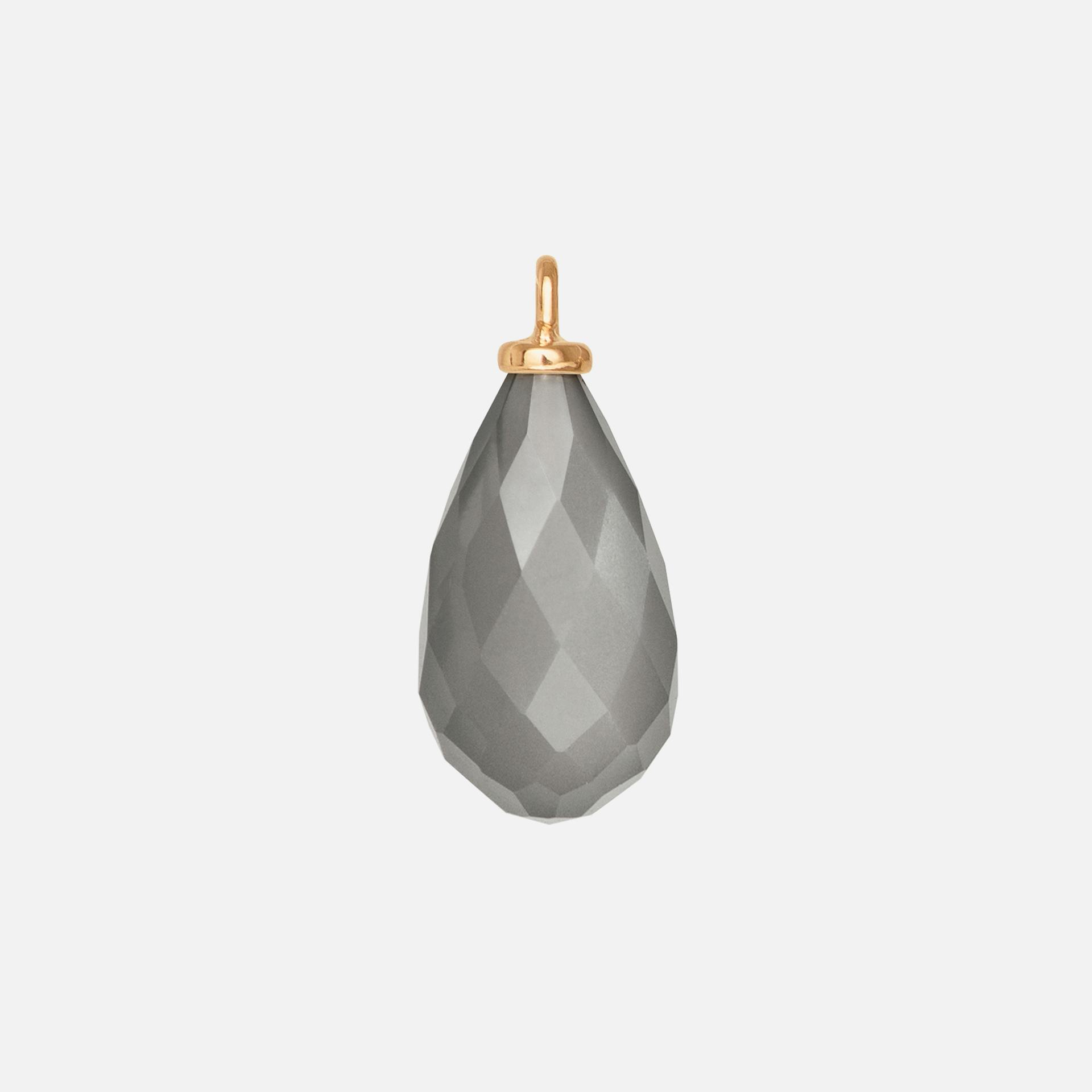 Drop Earring Pendant in 18K Yellow Gold with Grey Moonstone |  Ole Lynggaard Copenhagen 