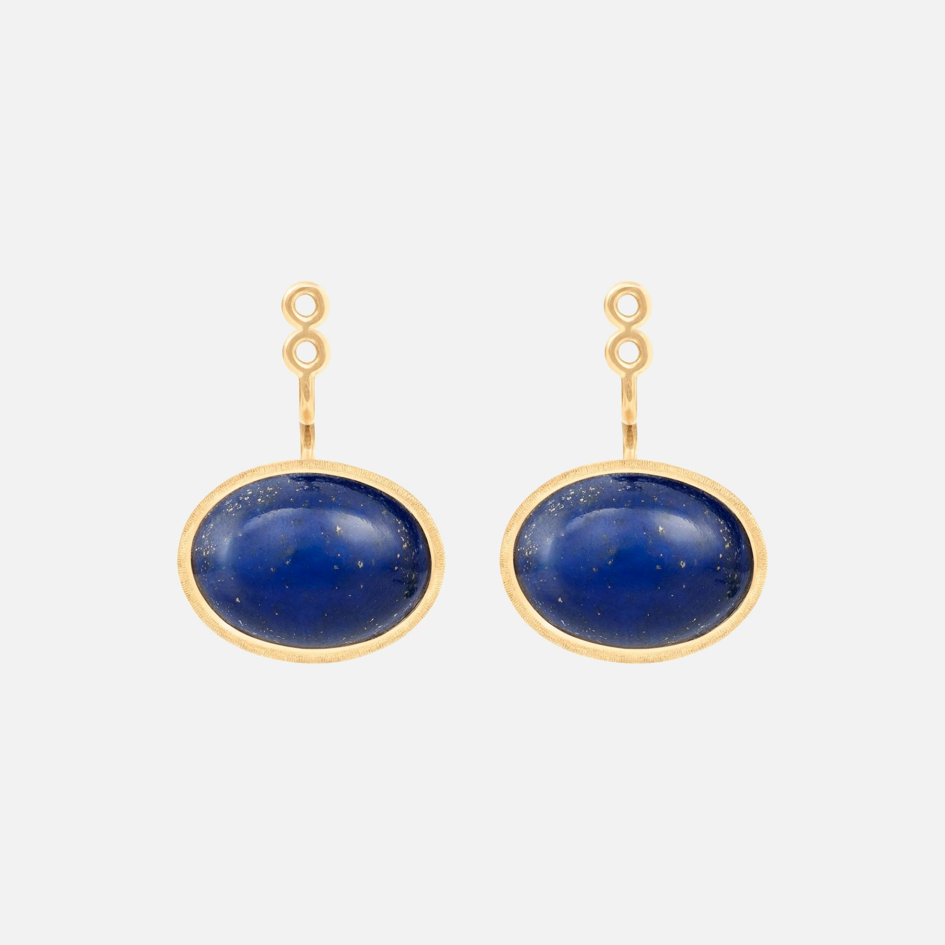 Lotus Earring Pendants Small in Yellow Gold with Lapis Lazuli  |  Ole Lynggaard Copenhagen