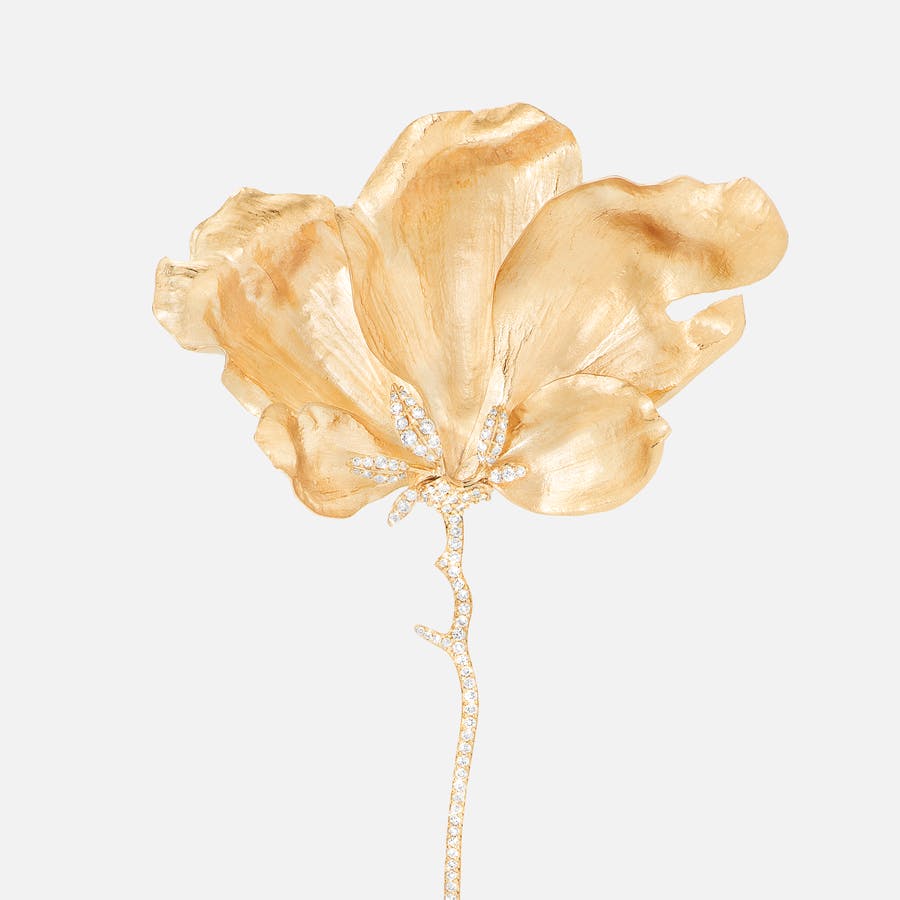 Wild Rose broche i guld med diamanter | Ole Lynggaard Copenhagen