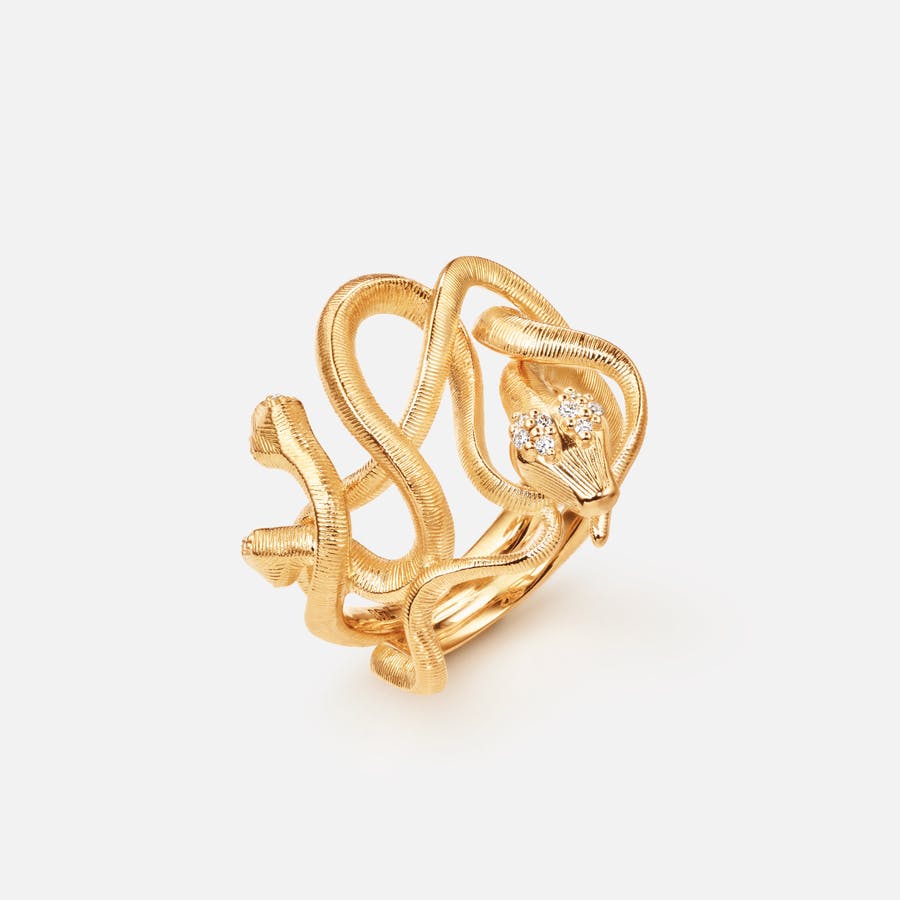 Snakes Medusa Ring in Gelbgold mit Diamanten  |  Ole Lynggaard Copenhagen 