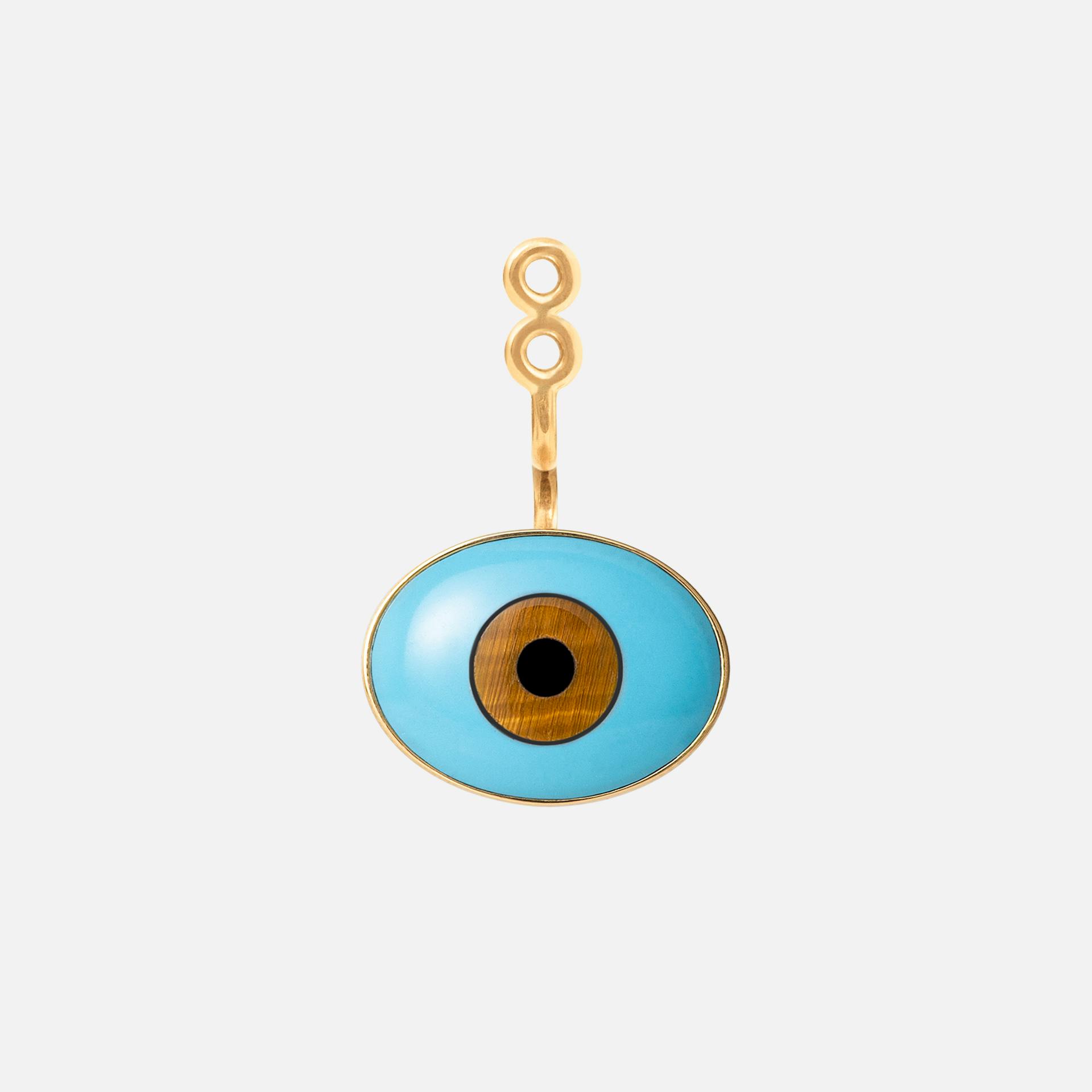 Lotus Earring Pendant in 18 Karat Gold w Turquoise, Tiger’s Eye Quartz & Onyx |  Ole Lynggaard Copenhagen