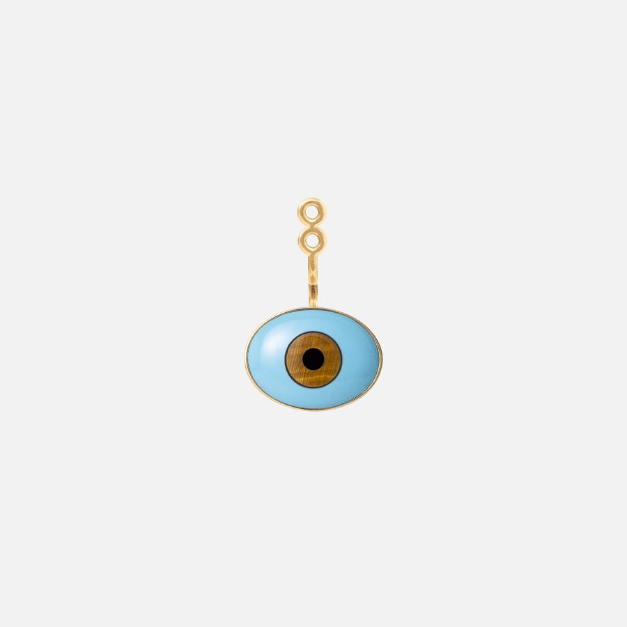 Lotus Earring Pendant in 18 Karat Gold w Turquoise, Tiger’s Eye Quartz & Onyx |  Ole Lynggaard Copenhagen