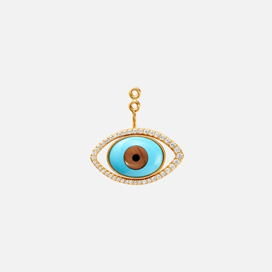Pendentif de boucle d'oreille Evil Eye en or 18 carats, diamants, turquoise, quartz oeil de tigre et onyx | Ole Lynggaard Copenhagen  