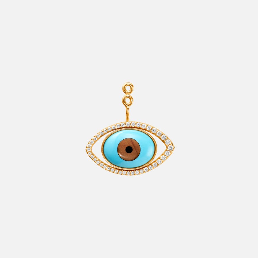 Evil Eye øreringevedhæng  i 18 karat guld, diamanter, turkis, tigerøjekvarts og onyx | Ole Lynggaard Copenhagen