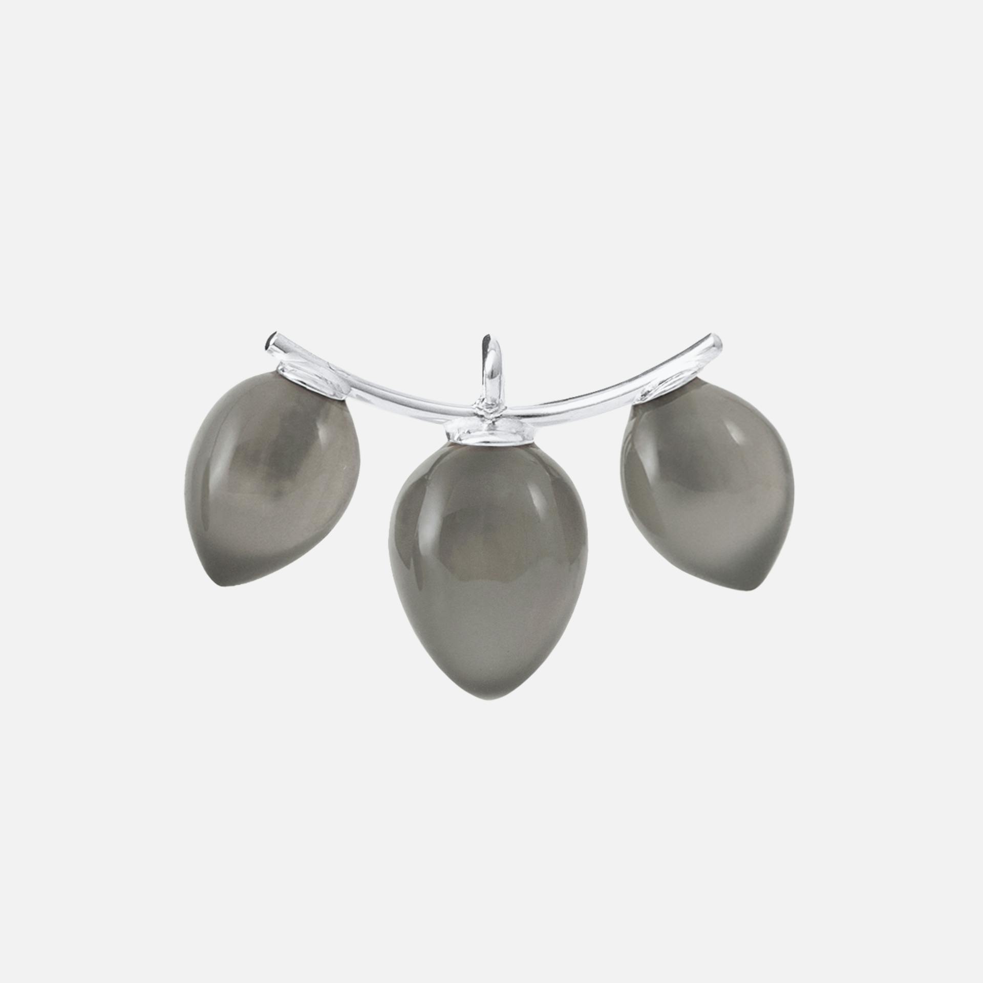 Lotus Earring Pendants in White Gold with Grey Moonstone Drops  |  Ole Lynggaard Copenhagen