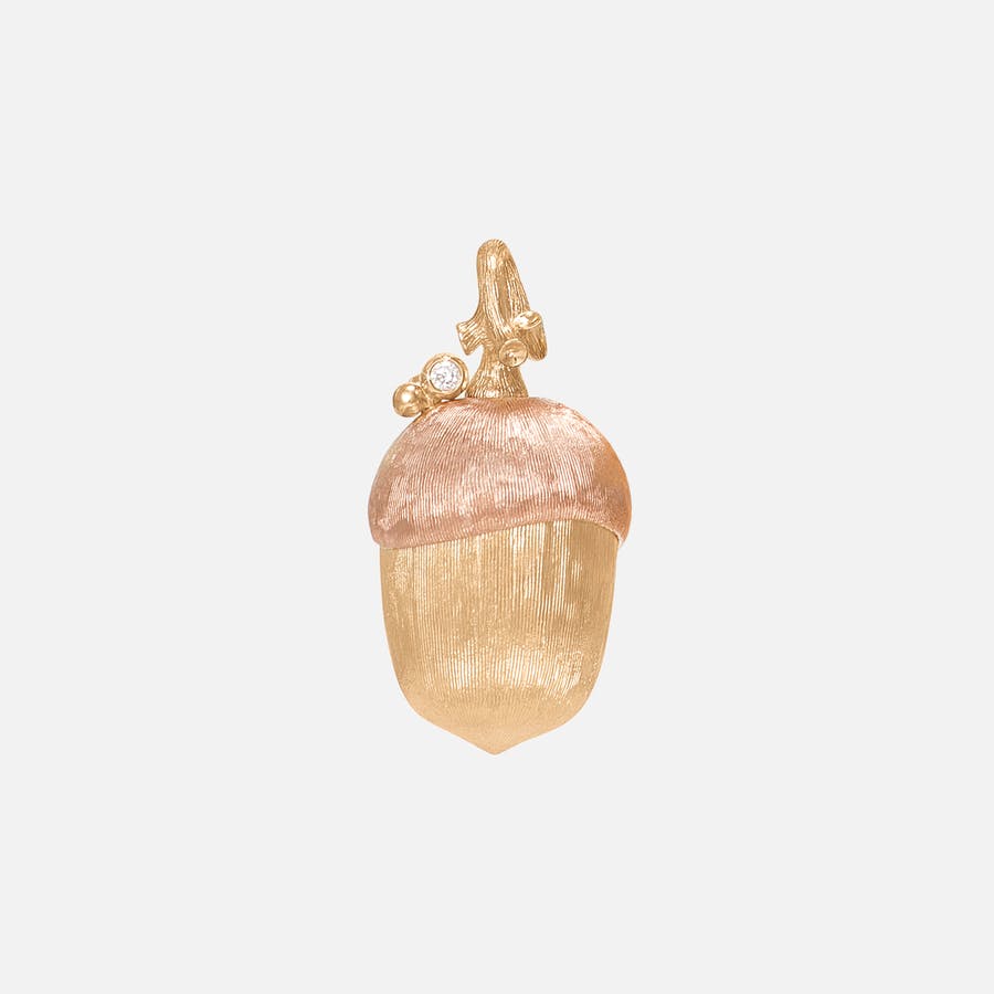 Acorn Pendant Large in Yellow and Rose Gold with Diamond  |  Ole Lynggaard Copenhagen 