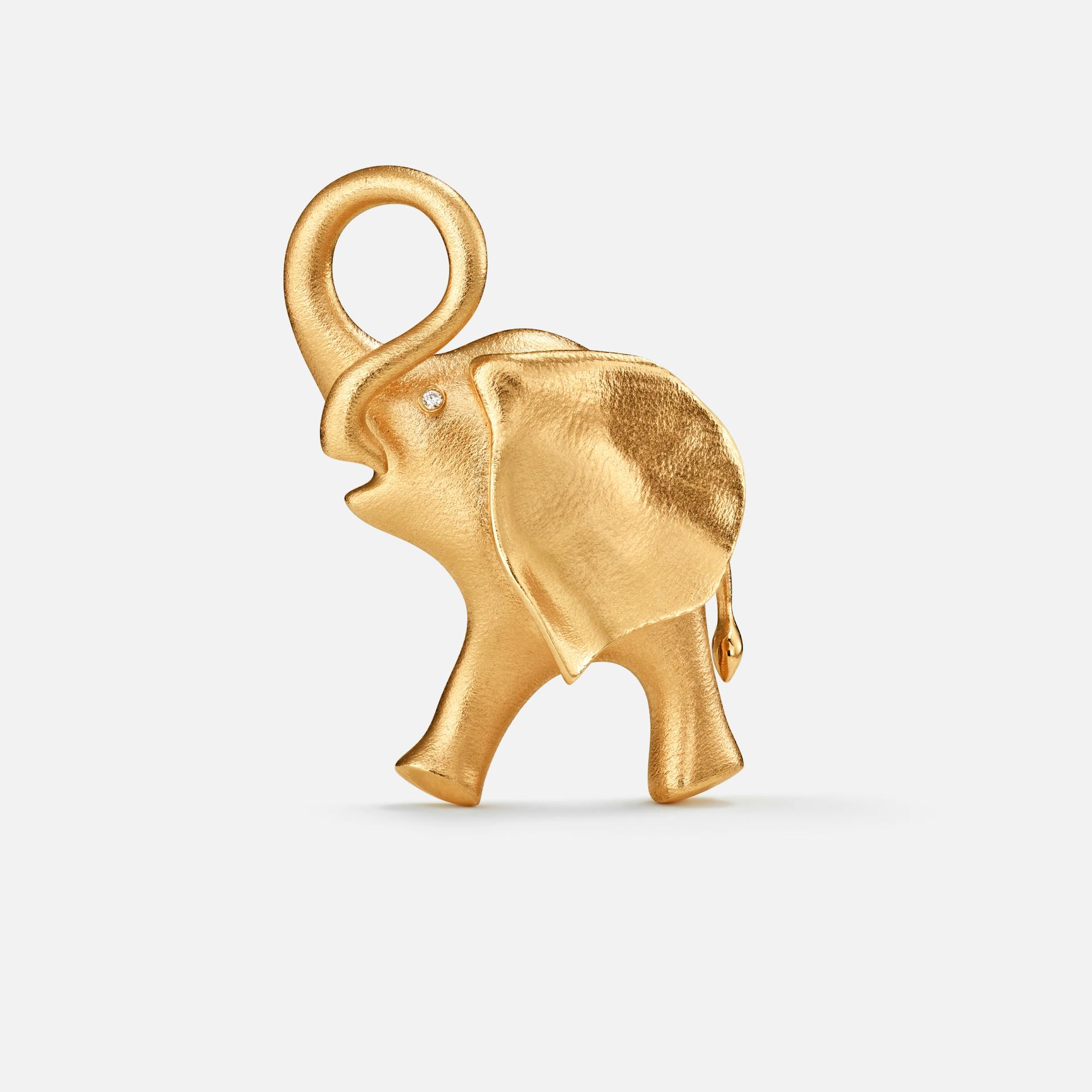 Elephant brooch 18k gold with diamonds 0.01 ct. TW.VS