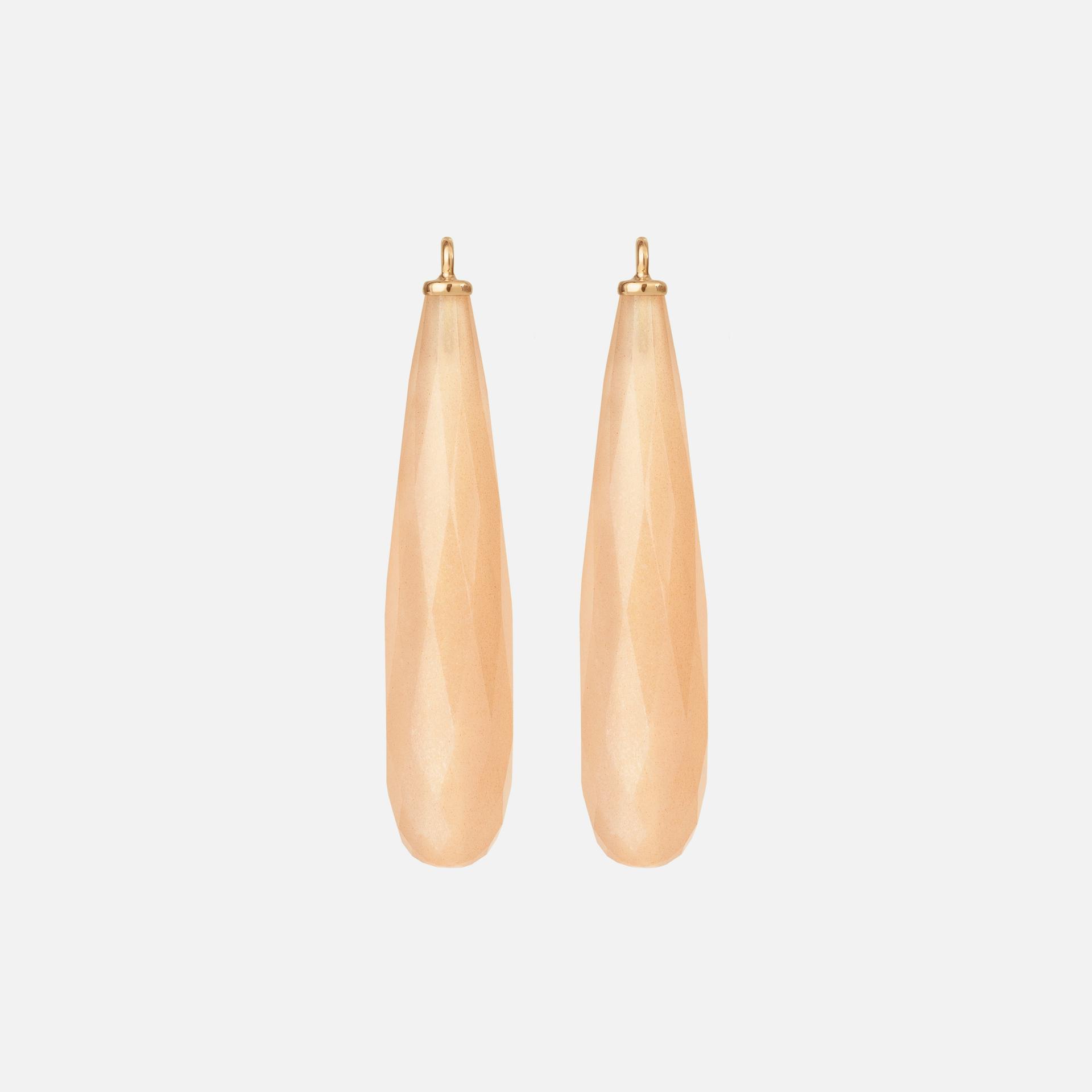 Earring Pendants in 18K Yellow Gold with Blush Moonstone |  Ole Lynggaard Copenhagen 