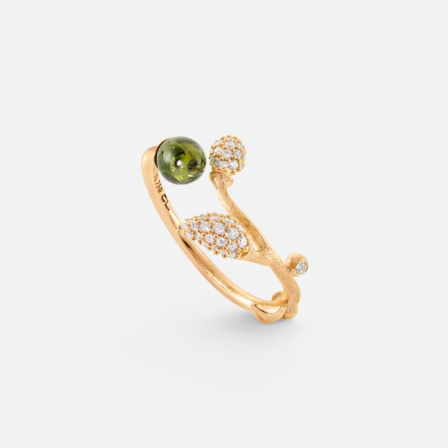 Blooming ring i guld med diamanter og grøn turmalin | Ole Lynggaard Copenhagen