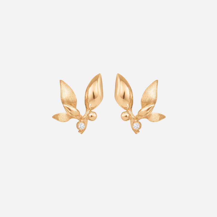 Forest Stud Earrings in Yellow Gold with Diamonds  |  Ole Lynggaard Copenhagen    