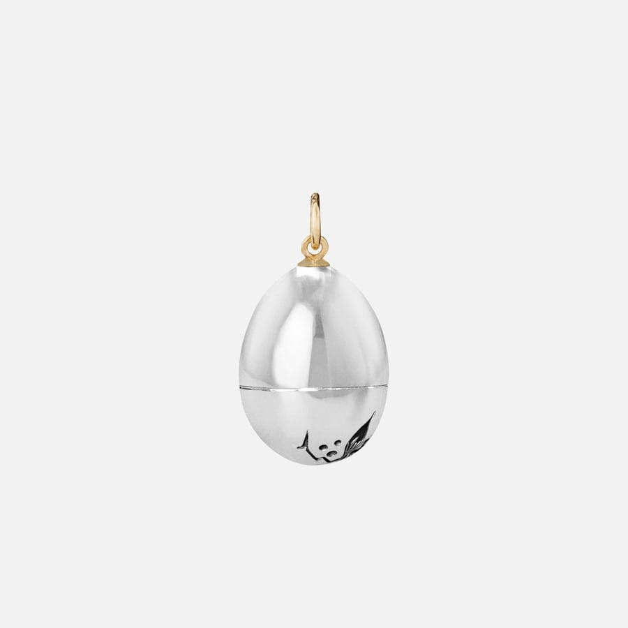 Polished Sterling Silver Egg Pendant with Yellow Gold | Ole Lynggaard Copenhagen