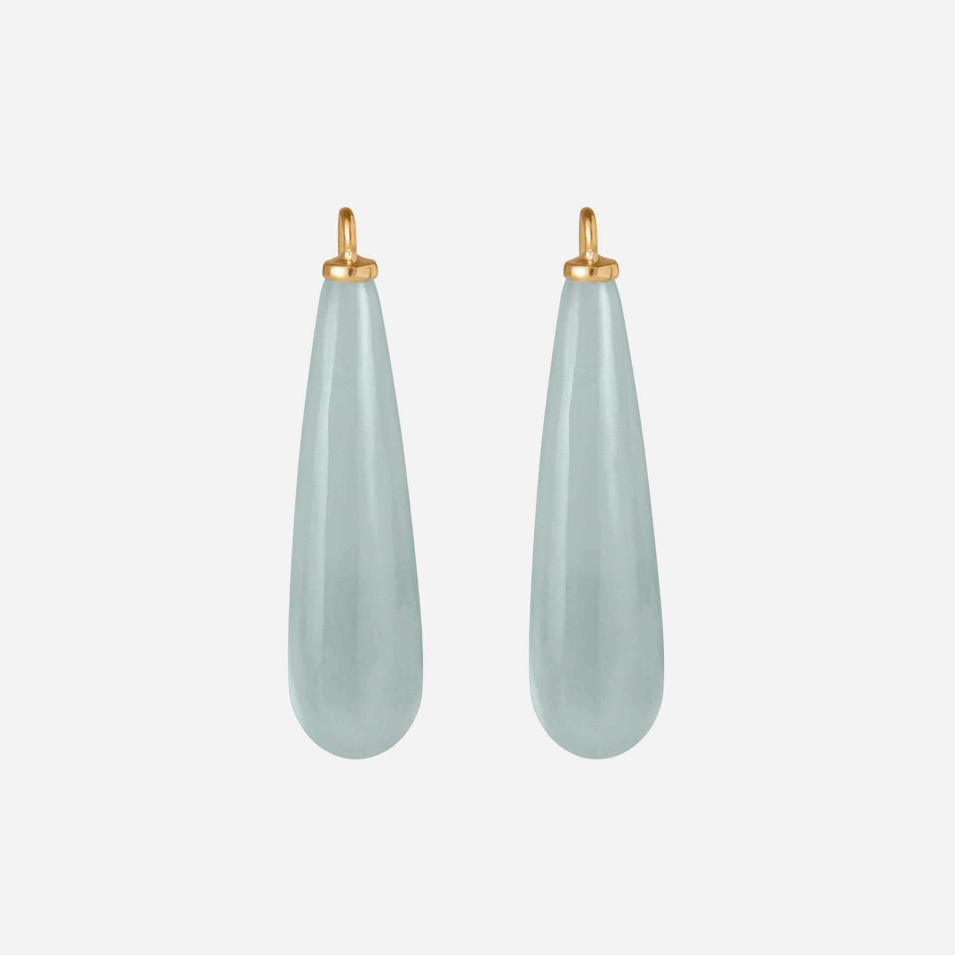 Earring pendant drop 18k gold with aquamarine