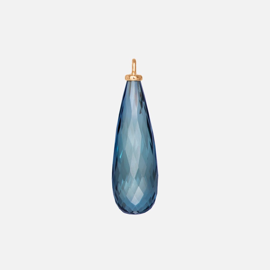 Earring pendant drop 18k gold with London blue topaz