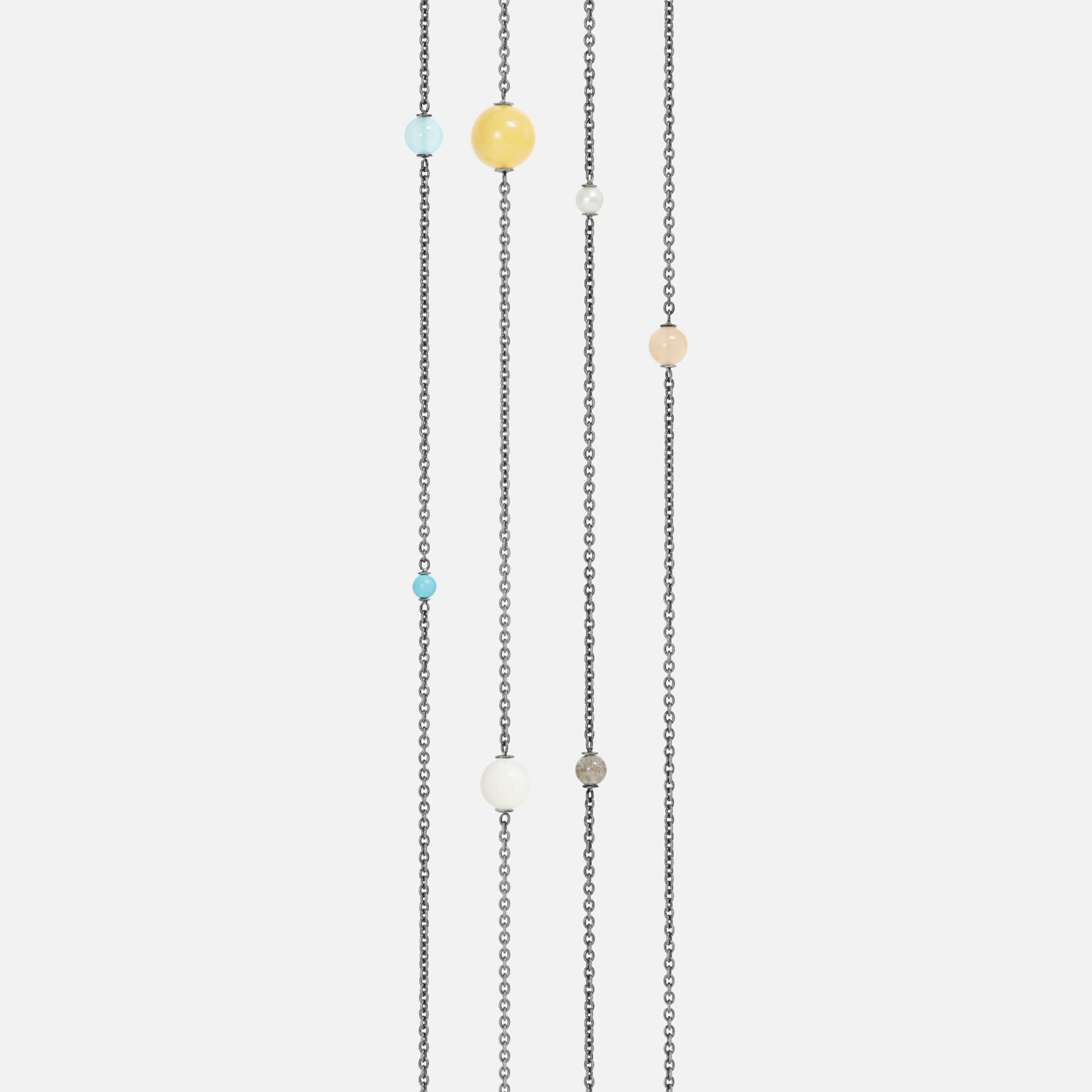 Lotus Collier in Sterling Silver with Amber, Bone, Moonstone, Coral, Labradorite, Turquoise and Pearl  |  Ole Lynggaard Copenhagen