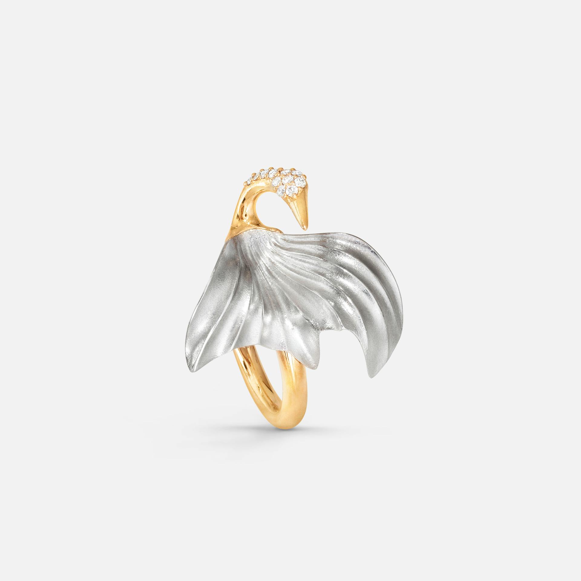Cranes ring small i 18 karat guld med diamanter | Ole Lynggaard Copenhagen