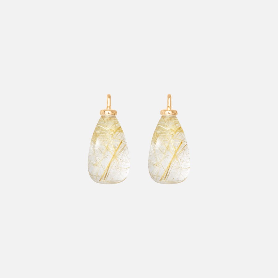 Earring Pendants in 18K Yellow Gold with Rutile Quartz |  Ole Lynggaard Copenhagen 