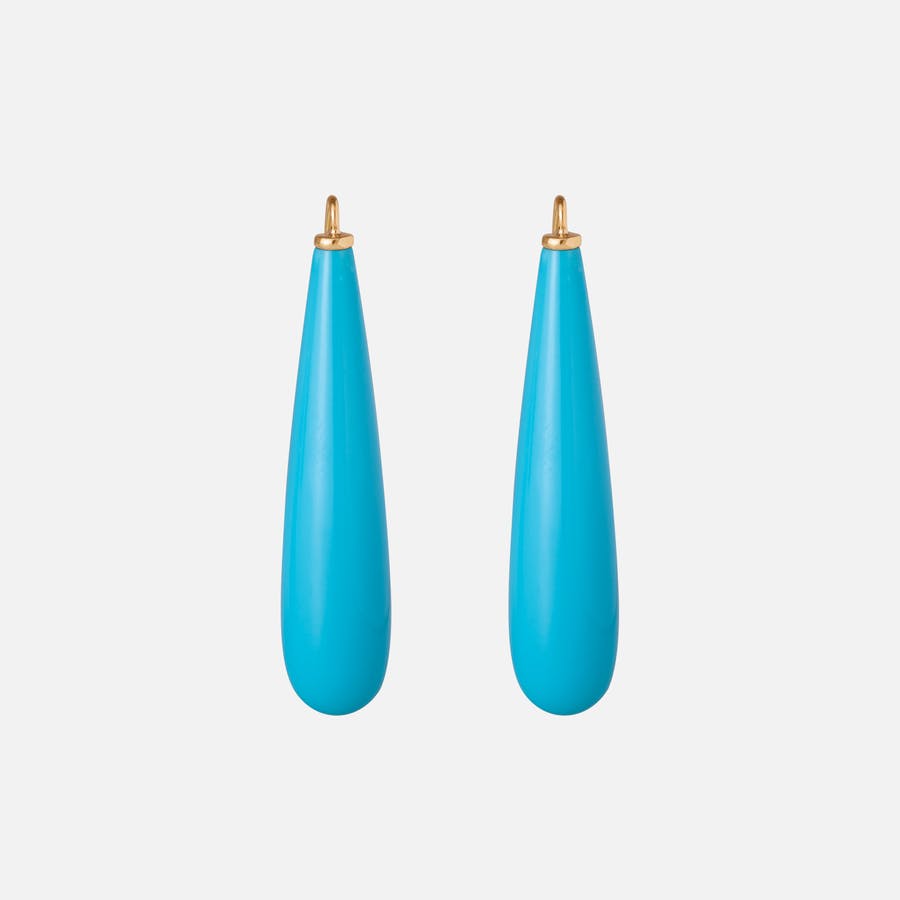 Drop Earring Pendants in 18K Yellow Gold with Turquoise |  Ole Lynggaard Copenhagen 