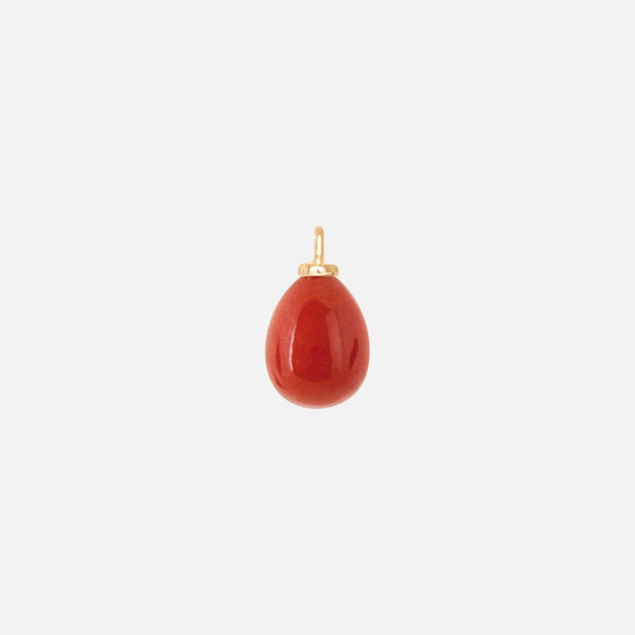 Earring pendant drop 18k gold with coral