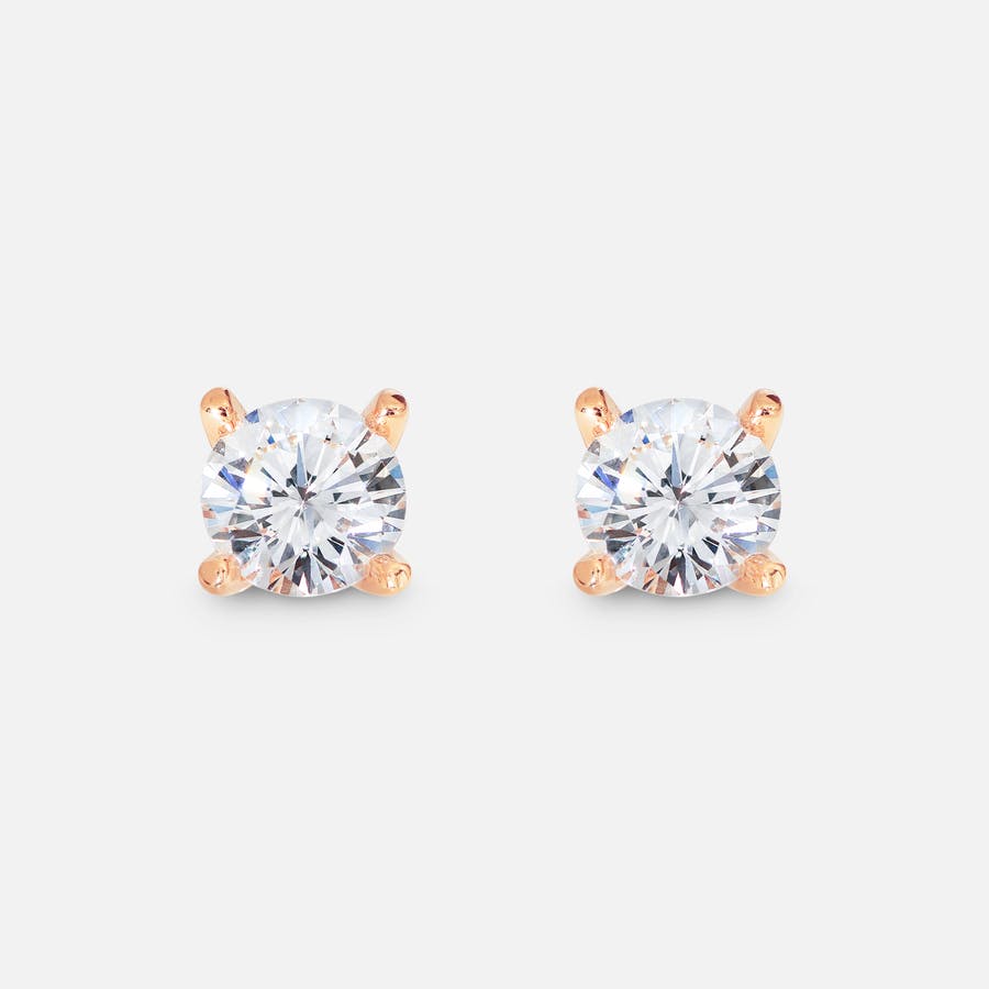 Solitaire Stud Earrings in Rose Gold with Brilliant Cut Diamonds  |  Ole Lynggaard Copenhagen 