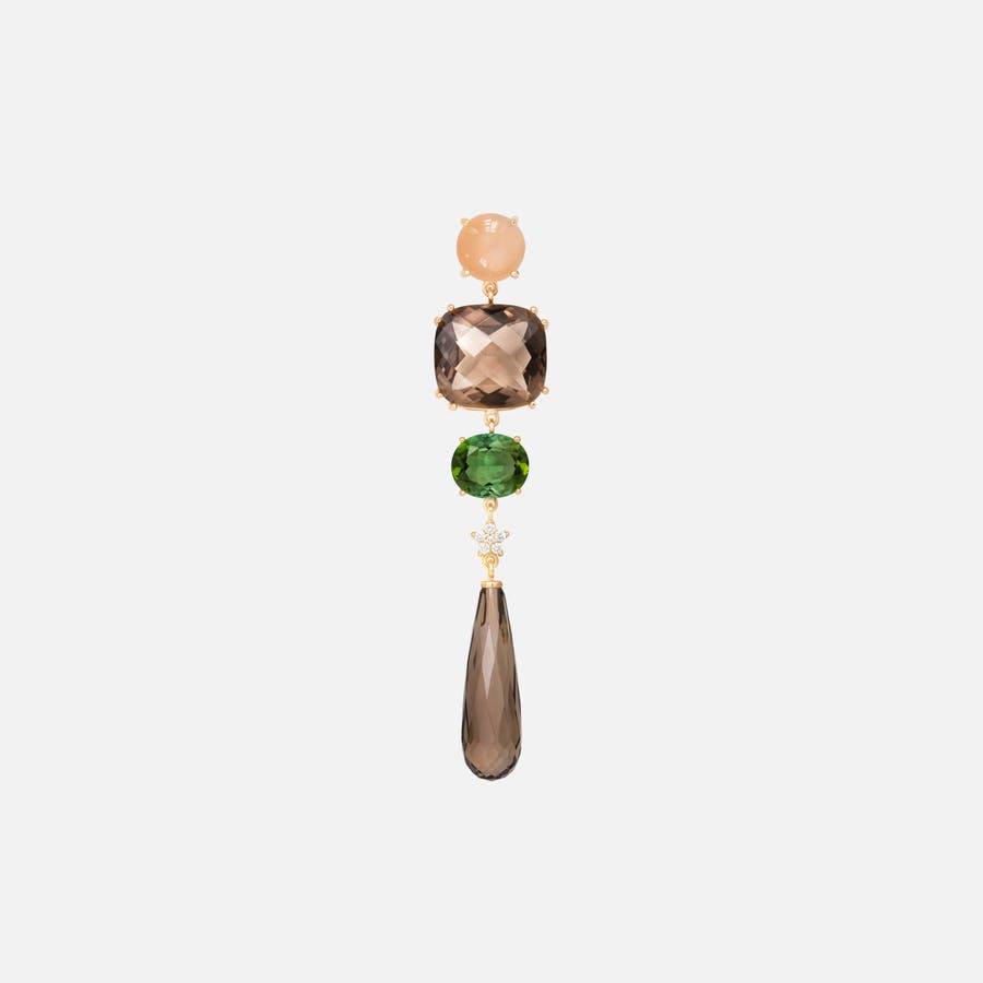 Guld Lotus-øreringe med diamanter, turmalin, kvarts og månesten | Ole Lynggaard Copenhagen