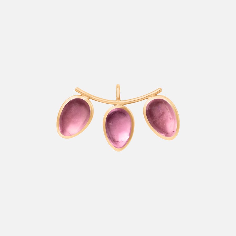 Lotus-øreringevedhæng i gult guld med lyserøde turmalindråber | Ole Lynggaard Copenhagen