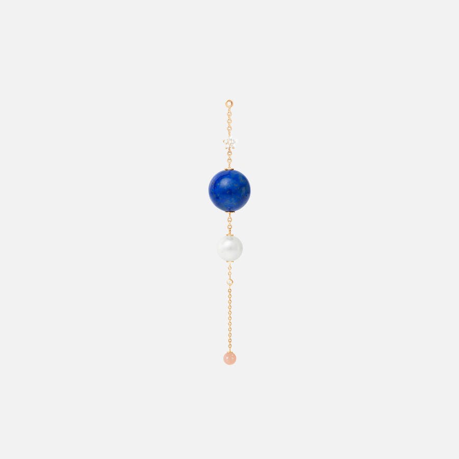 Evil Eye earring Pend.ear Shoot Stars lapis, pearl, blush moon 18k gold with mixed stones and diamonds 0.06 ct. TW.VS
