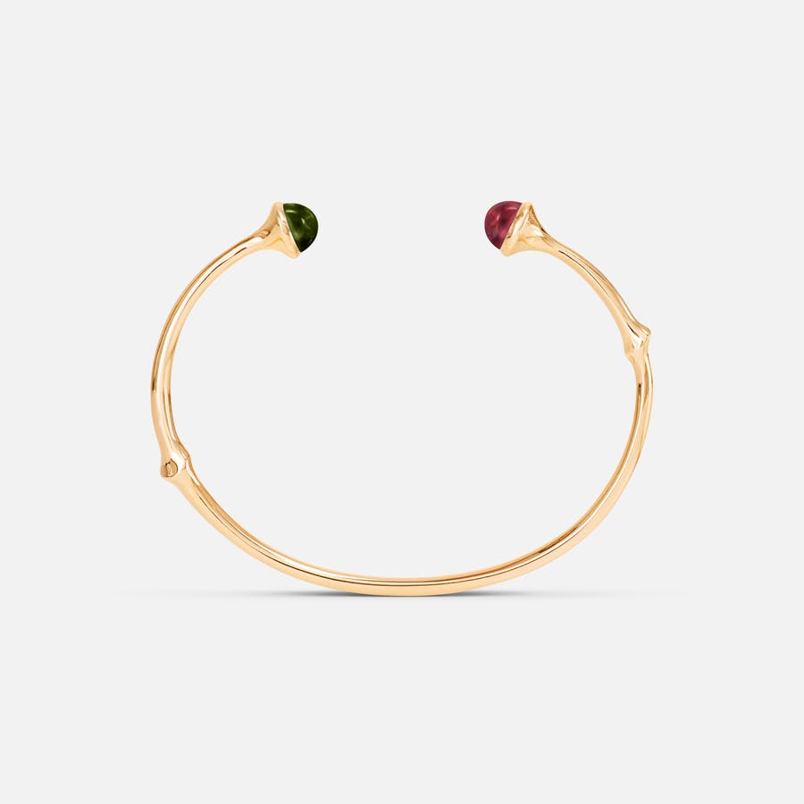 Nature Bangle in 18k Gold with Green and Cerise Tourmaline |  Ole Lynggaard Copenhagen