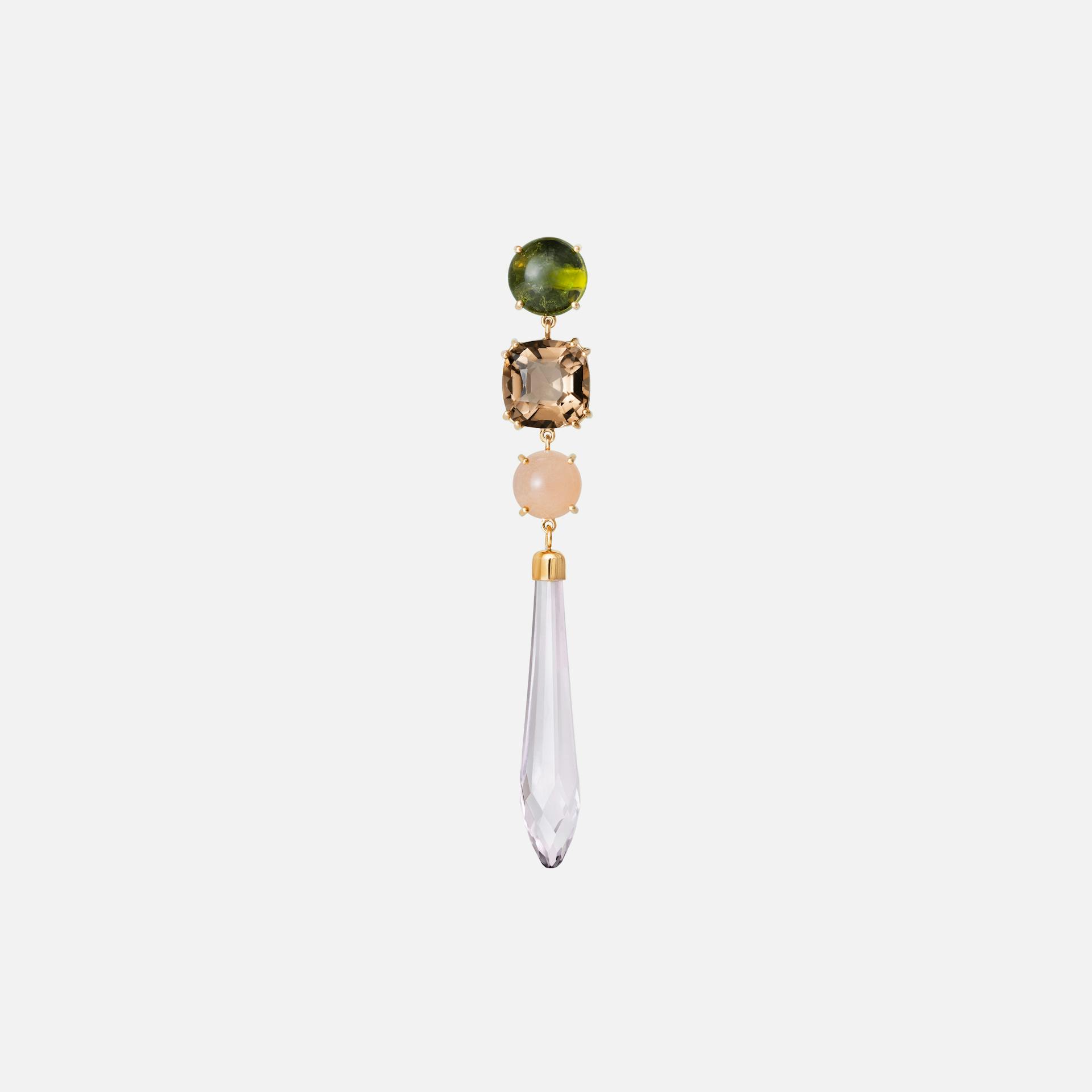 Lotus Earrings in Gold with Tourmaline, Quartz, Moonstone & Amethyst  |  Ole Lynggaard Copenhagen 