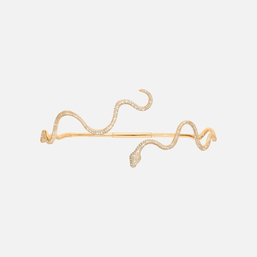 Snakes Neck Bangle in Yellow Gold with Pavé-set Diamonds  |  Ole Lynggaard Copenhagen 