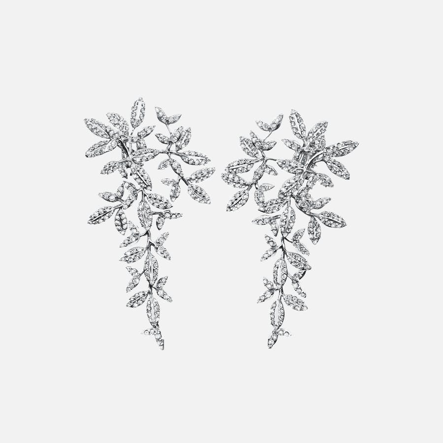 Leaves brooch large 18k white gold with diamonds 3.54 ct. TW. VS.