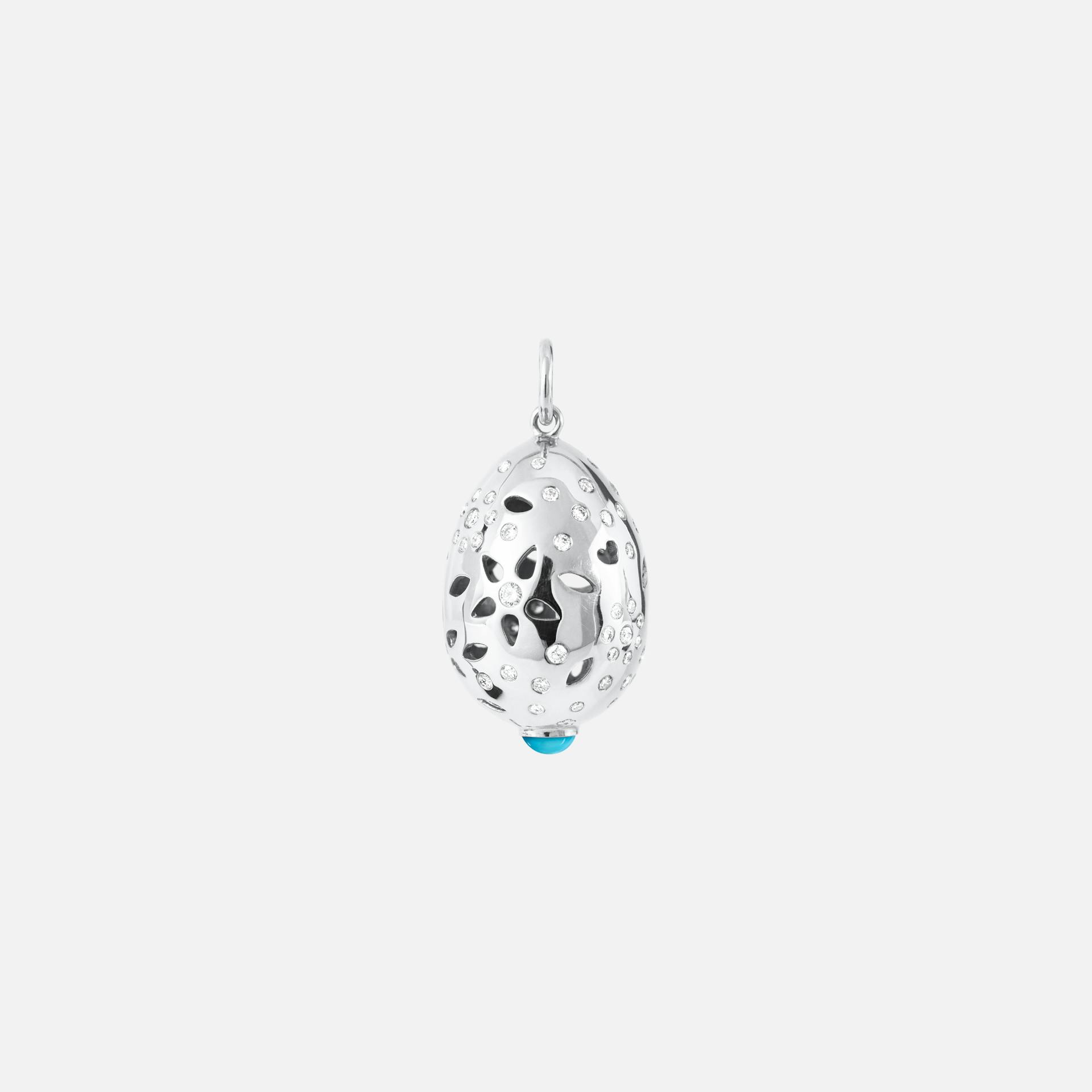 Lace Pendant in White Gold with Diamonds & Turquoise   |  Ole Lynggaard Copenhagen