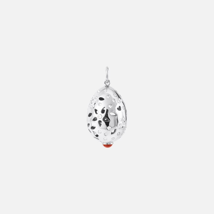 Lace Pendant in White Gold with Diamonds & Red Coral  |  Ole Lynggaard Copenhagen