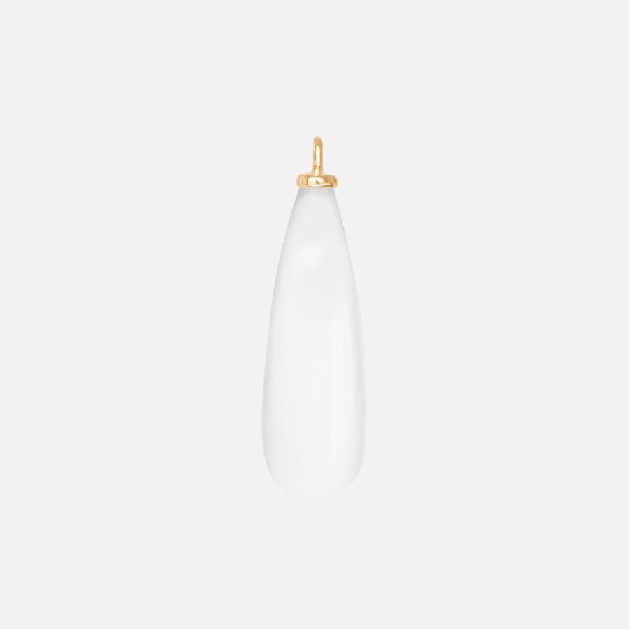 Earring pendant drop 18k gold with white moonstone