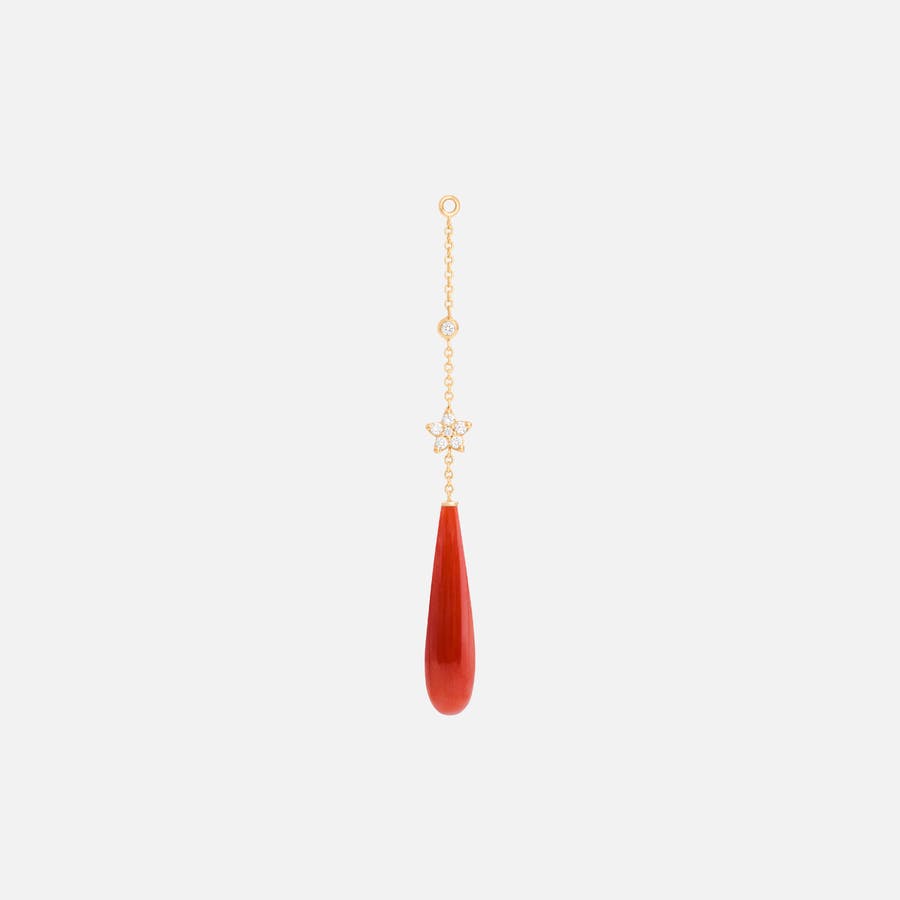 Shooting Stars Earring Pendant in Gold with Coral & Diamonds   |  Ole Lynggaard Copenhagen 