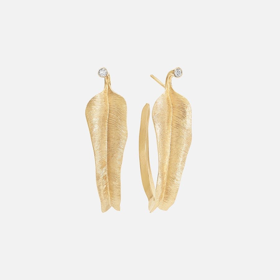 Leaves Collection Creol Earrings in 18 karat Yellow Gold and Diamonds   |  Ole Lynggaard Copenhagen