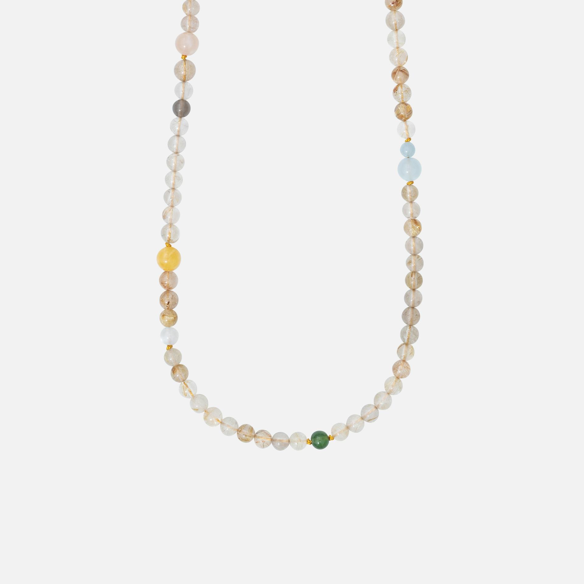 Bead collier without lock Mixed stones and pearls