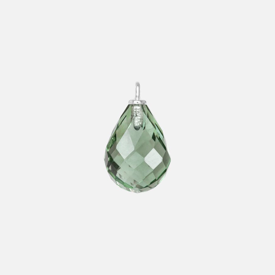 Earring pendant drop Sterling silver with green quartz