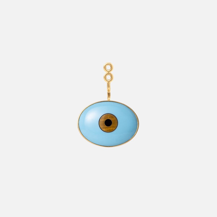 Lotus Earring Pendant Large in 18 Karat Gold w Turquoise, Tiger’s Eye Quartz & Onyx |  Ole Lynggaard Copenhagen