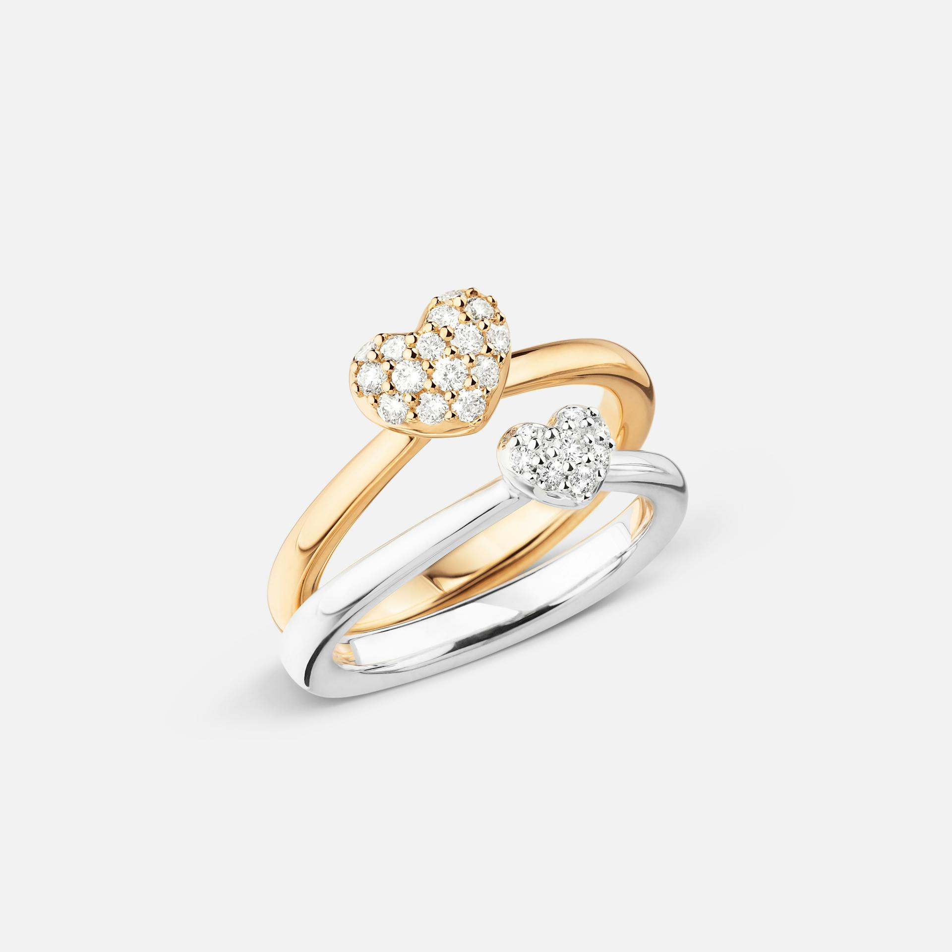Hearts Polished Pavé Ring Small in White Gold with Diamonds  |  Ole Lynggaard Copenhagen 