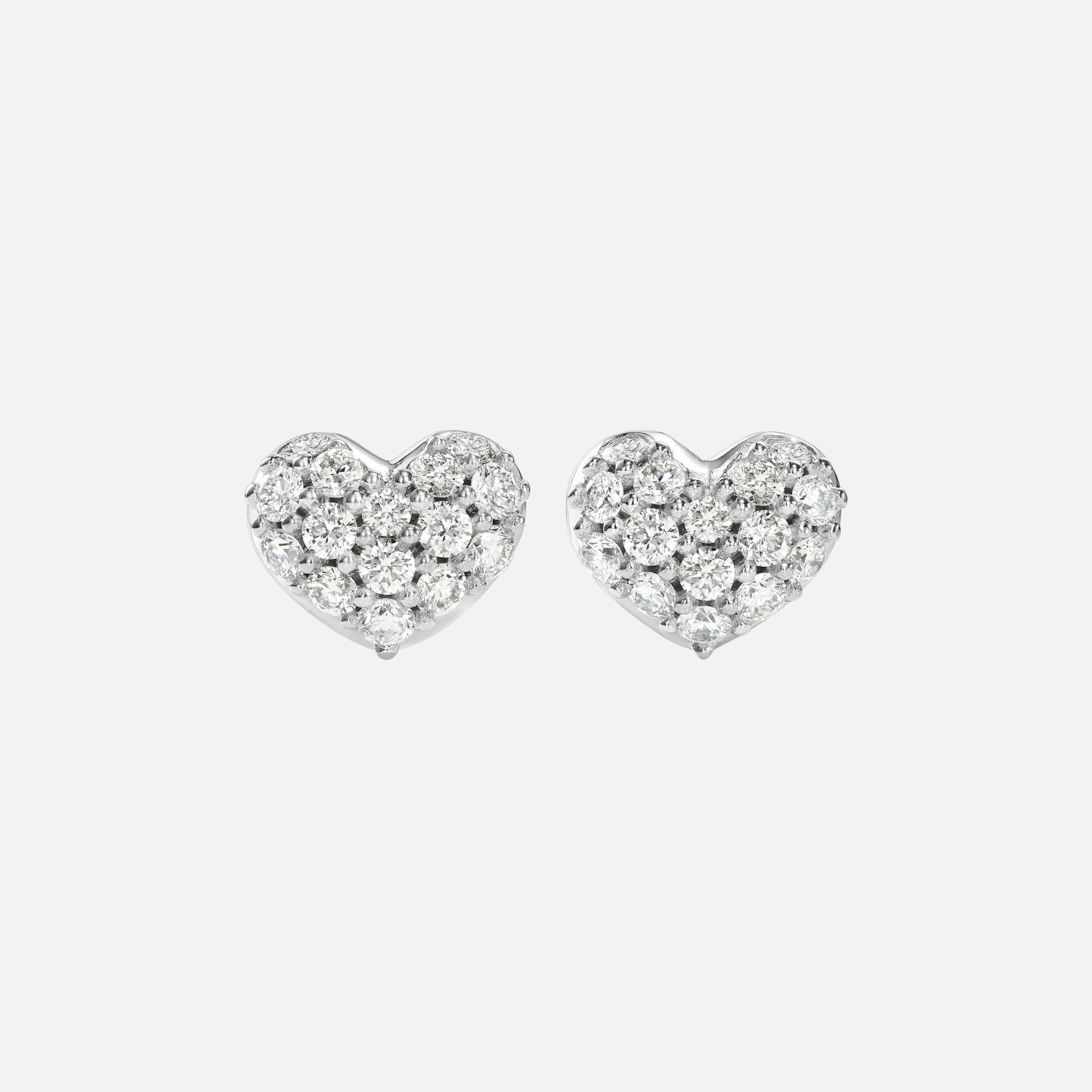 Hearts Pavé Stud Earrings in White Gold with Diamonds  |  Ole Lynggaard Copenhagen 